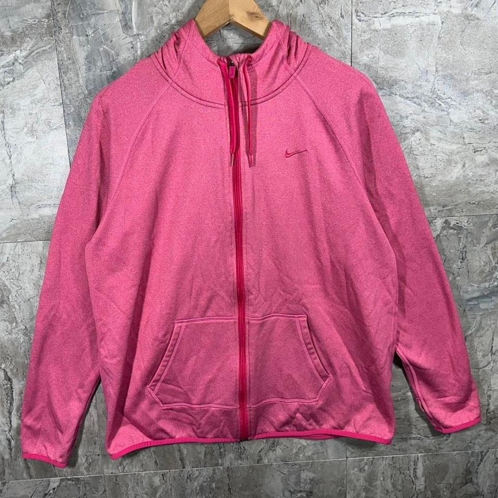 Nike pink Therma-Fit zip up hoodie  Woman's Size XL Embroidered #athleisure